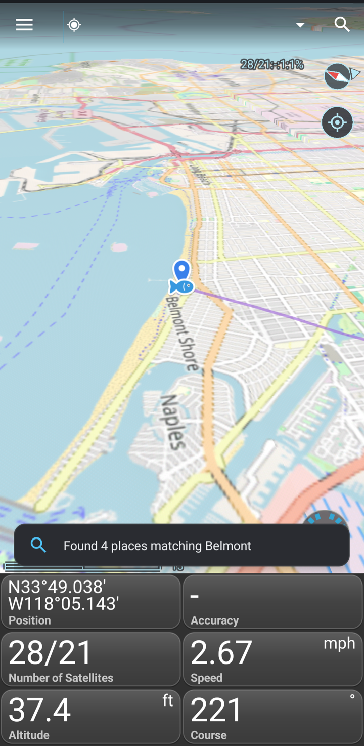 Search on the new map: a waypoint found for Belmont